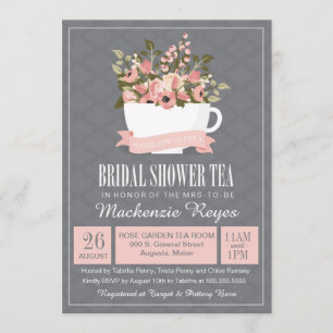 Invitación a tomar té de novia con tés de ducha de
