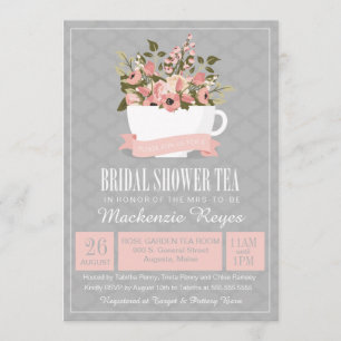 Invitación a tomar té nupcial con ducha de novia