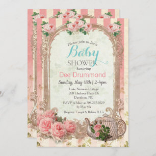 Invitación a tomar un té floral de Baby Shower vin
