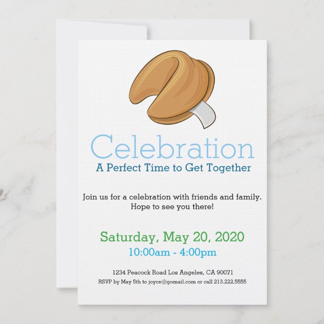 Invitación a tomar una galleta de la Fiesta china  (Anverso)