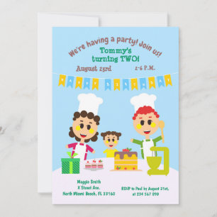 Invitación a torta dulce para bebé de segundo cump