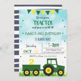 Invitación a tractores, invitación a cumpleaños de