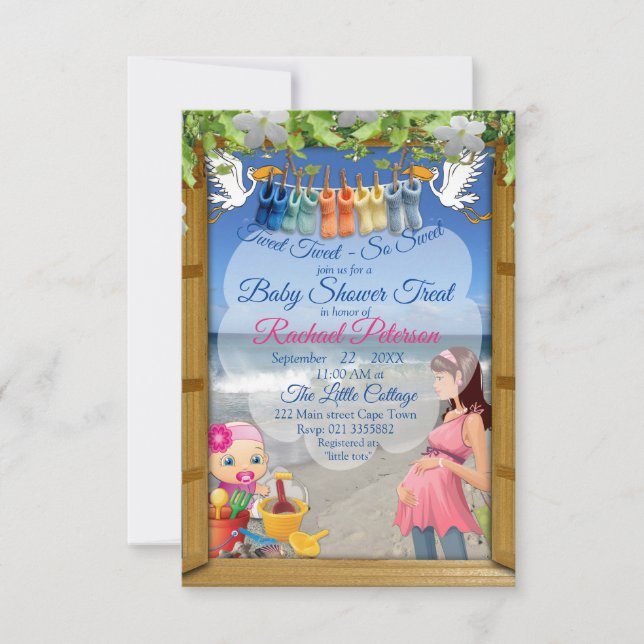 Invitación a tratamiento de Baby Shower en la play (Anverso)