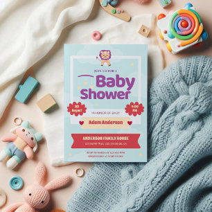 Invitación a través de Baby Shower de león cutáneo