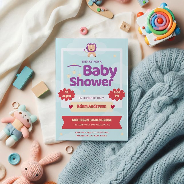 Invitación a través de Baby Shower de león cutáneo (Subido por el creador)