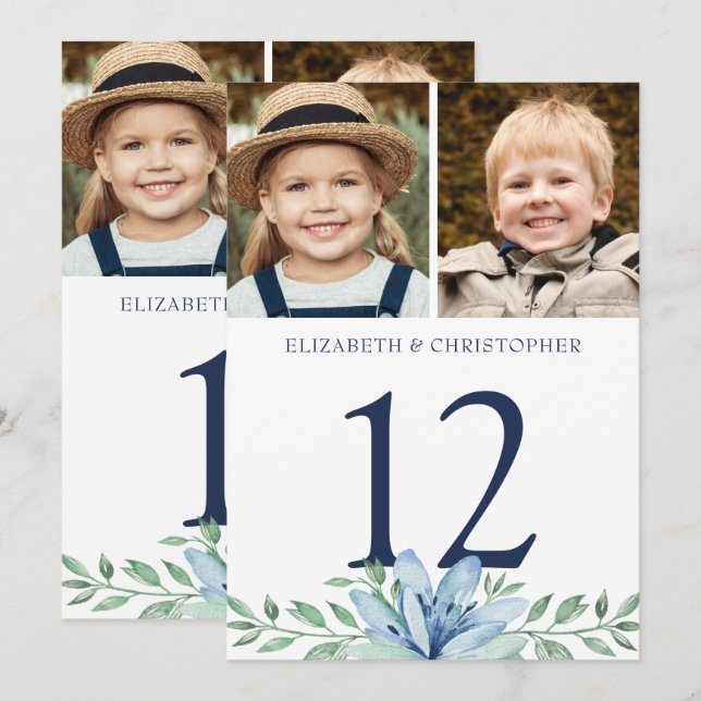 Invitación A través de los años Fotos Boda Tabla Número Rótul (Anverso / Reverso)