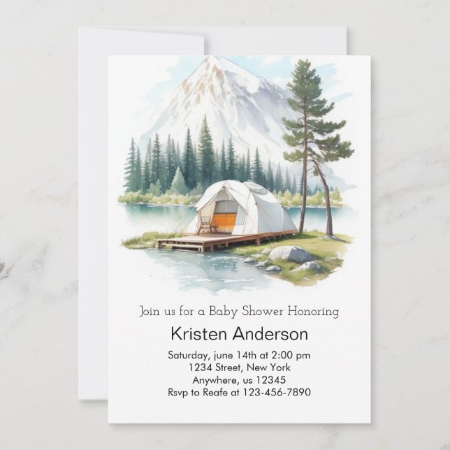 Invitación A través de Woods Adventure Awaits Baby Shower (Anverso)