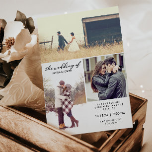 Invitación a tres fotos y a una boda moderna de ti