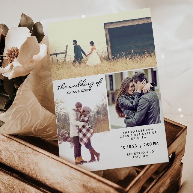 Invitación a tres fotos y a una boda moderna de ti (Subido por el creador)