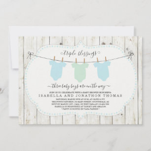 Invitación a Triplets Baby Shower - 3 niños