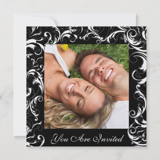 Invitación a tu boda fotográfica Barrido negro de  (Anverso)