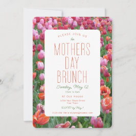 Invitación a Tulip de Naranja rosa de Brunch Día d