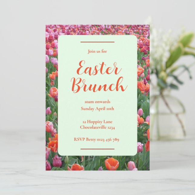 Invitación a Tulipanes de Brunch de Pascua de pers (Anverso de pie)