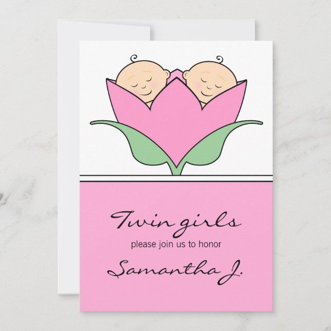 Invitación a tulipanes rosados de Baby Shower de l (Anverso)
