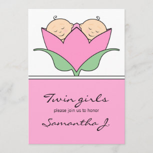 Invitación a tulipanes rosas de los gemelos Baby S