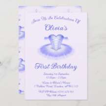 Invitación a Tutu acuarela de cumpleaños de ballet