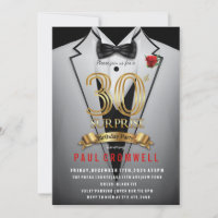 Invitación a Tuxedo de cumpleaños número 30 de Sur