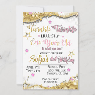 Invitación a Twinkle Little Star para el primer cu