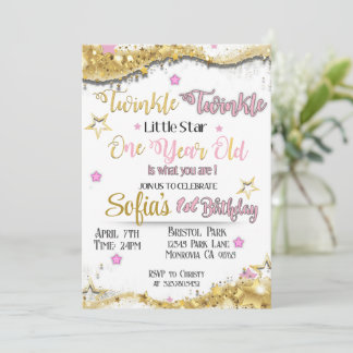 Invitación a Twinkle Little Star para el primer cu