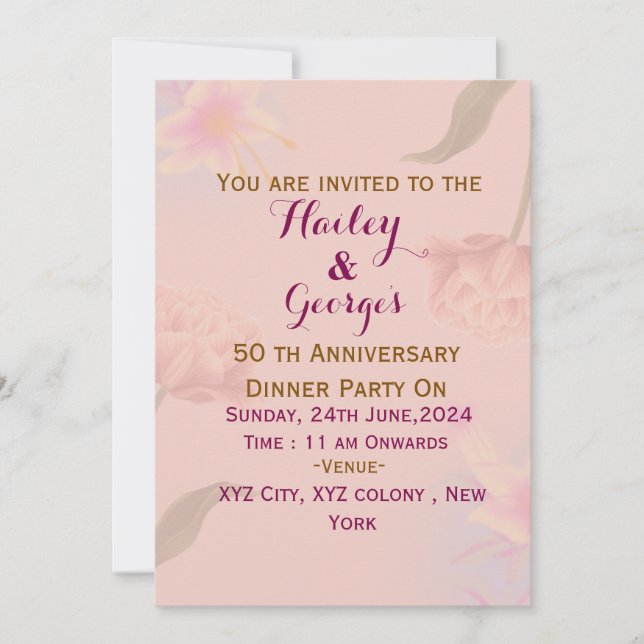 Invitación a un aniversario de boda elegante (Anverso)