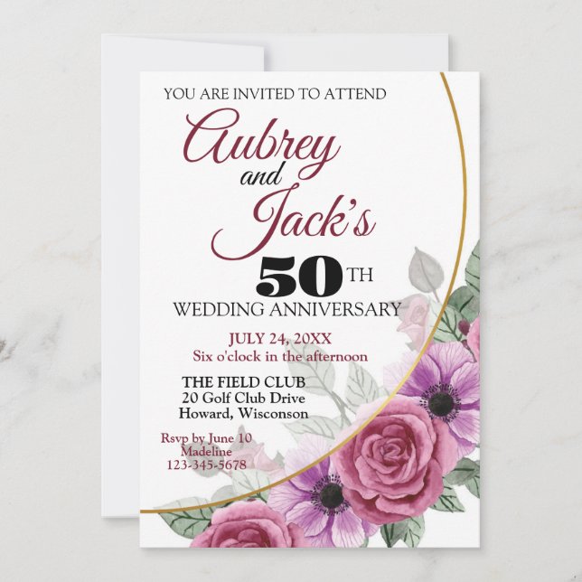 Invitación a un aniversario elegante (Anverso)