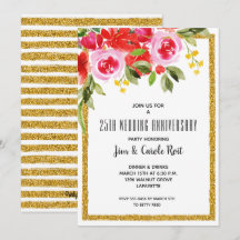 Invitación a un aniversario floral de color rosa r