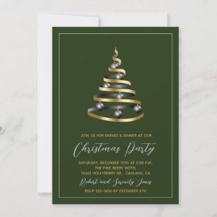 Invitación a un árbol de oro verde Fiesta navidade