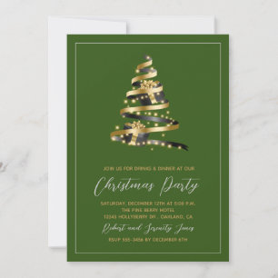 Invitación a un árbol de oro verde Fiesta navidade
