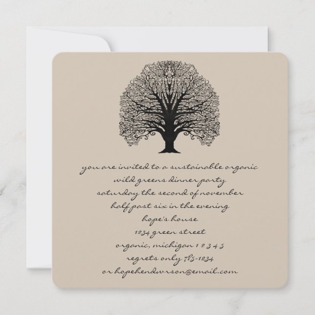 Invitación a un árbol de Swirl negro (Anverso)