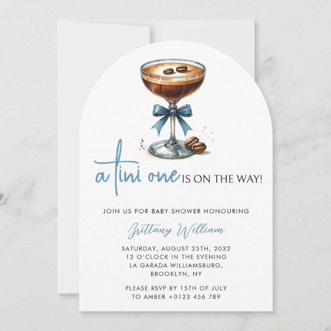 Invitación a un arco de barro azul de Baby Shower (Anverso)