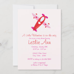 Invitación a un avión de San Valentín a Baby Showe