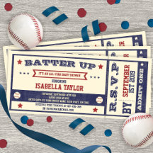 Invitación a un billete Baby Shower de béisbol vin