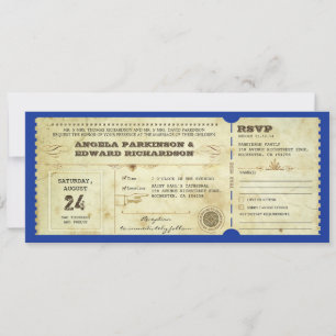 Invitación a un billete boda con diseño rsvp