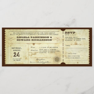 Invitación a un billete boda con diseño rsvp