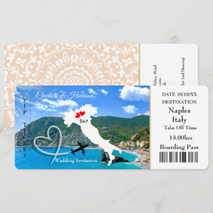 Invitación a un billete Boda de Destino Italia Eur