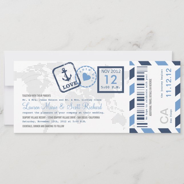 Invitación a un billete de avión con tarjeta náuti (Anverso)