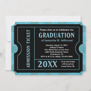 Invitación a un billete de Fiesta/graduación azul 