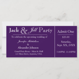 Invitación a un billete de nata morada y ducha Jil