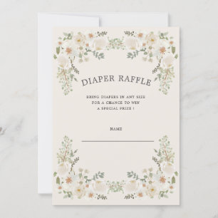 Invitación a un billete de rifa de marfil floral
