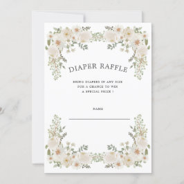 Invitación a un billete de rifa de marfil floral