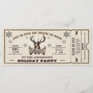Invitación a un billete para fiestas de renos de é