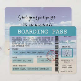 Invitación a un Boda caribeño para pases de embarq