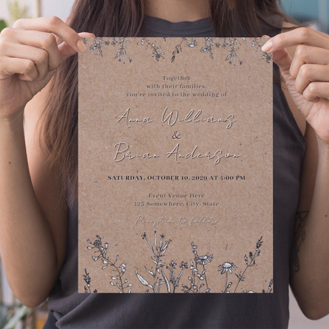 Invitación a un Boda floral rústico Kraft Fall (Subido por el creador)