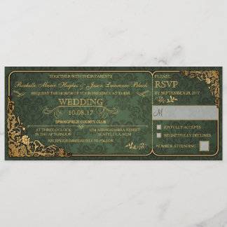 Invitación a un Boda victoriano a un boleto con RS