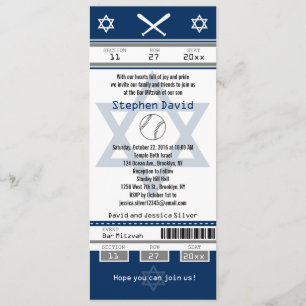 Invitación a un boleto de béisbol Bar Mitzvah