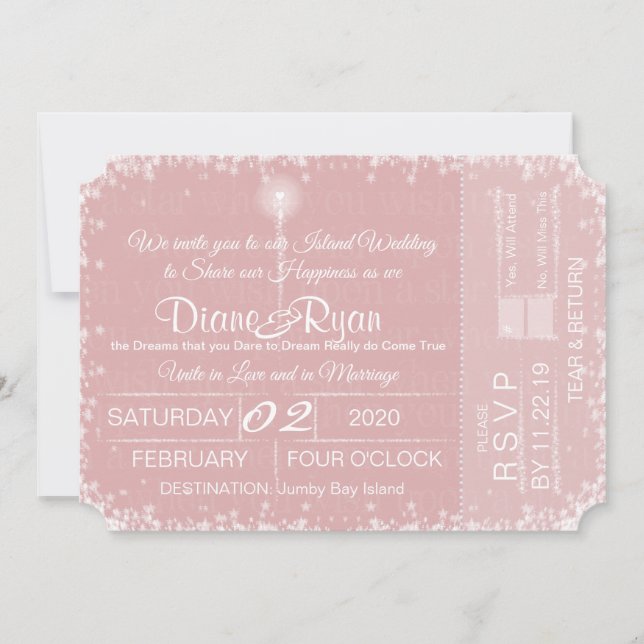 Invitación a un boleto de boda de Star (Anverso)