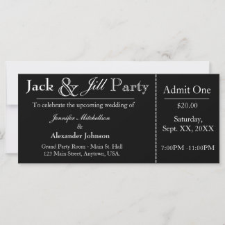 Invitación a un boleto de ducha de Jack negro y Ji
