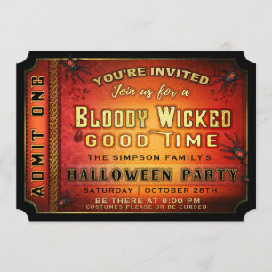 Invitación a un boleto malvado para la fiesta de H