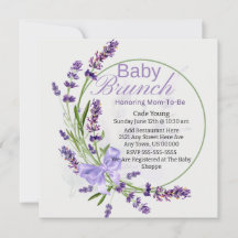 Invitación a un brunch de lavanda/morado para Baby