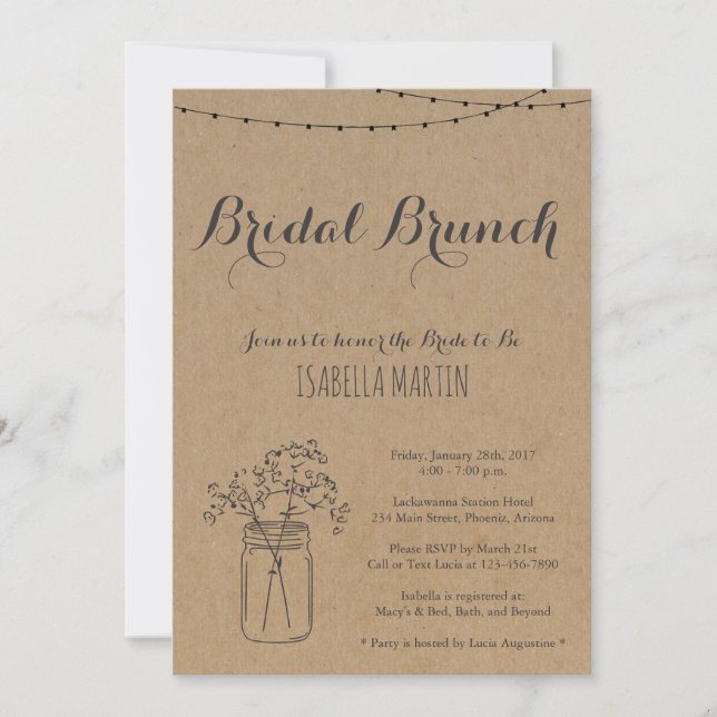 Invitación a un brunch de novias sobre el fondo de (Anverso)